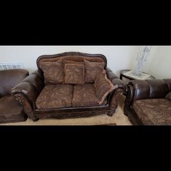 Brown Sofa And Loveseat.  
