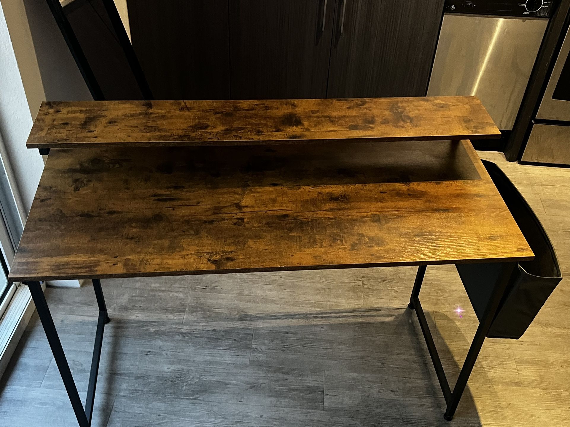 Brown Wooden Office Desk Double Decker (MOVING OUT SALE)