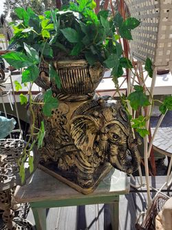 Nice large elephant piece with artificial plant