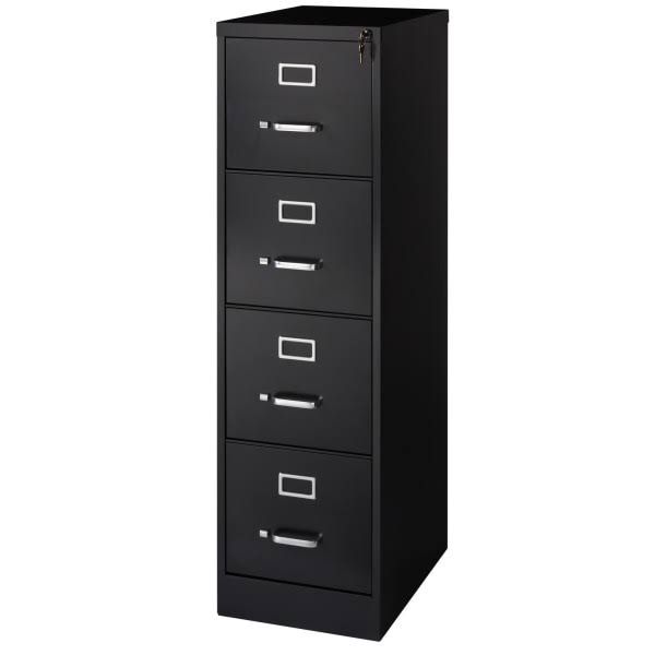 WorkPro 22"D Vertical 4-Drawer File Cabinet, Metal, Black