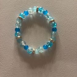 Blue Glass Bead Bracelet 