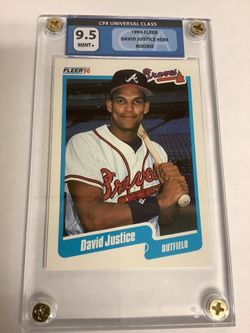 DAVID JUSTICE Rookie Baseball Card - 90’s Atlanta Braves - 1990 Fleer - Graded 9.5
