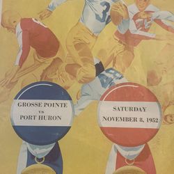 1952  Grosse Pointe  Football  Program  Against  Port Huron  With All Players And Refrees  