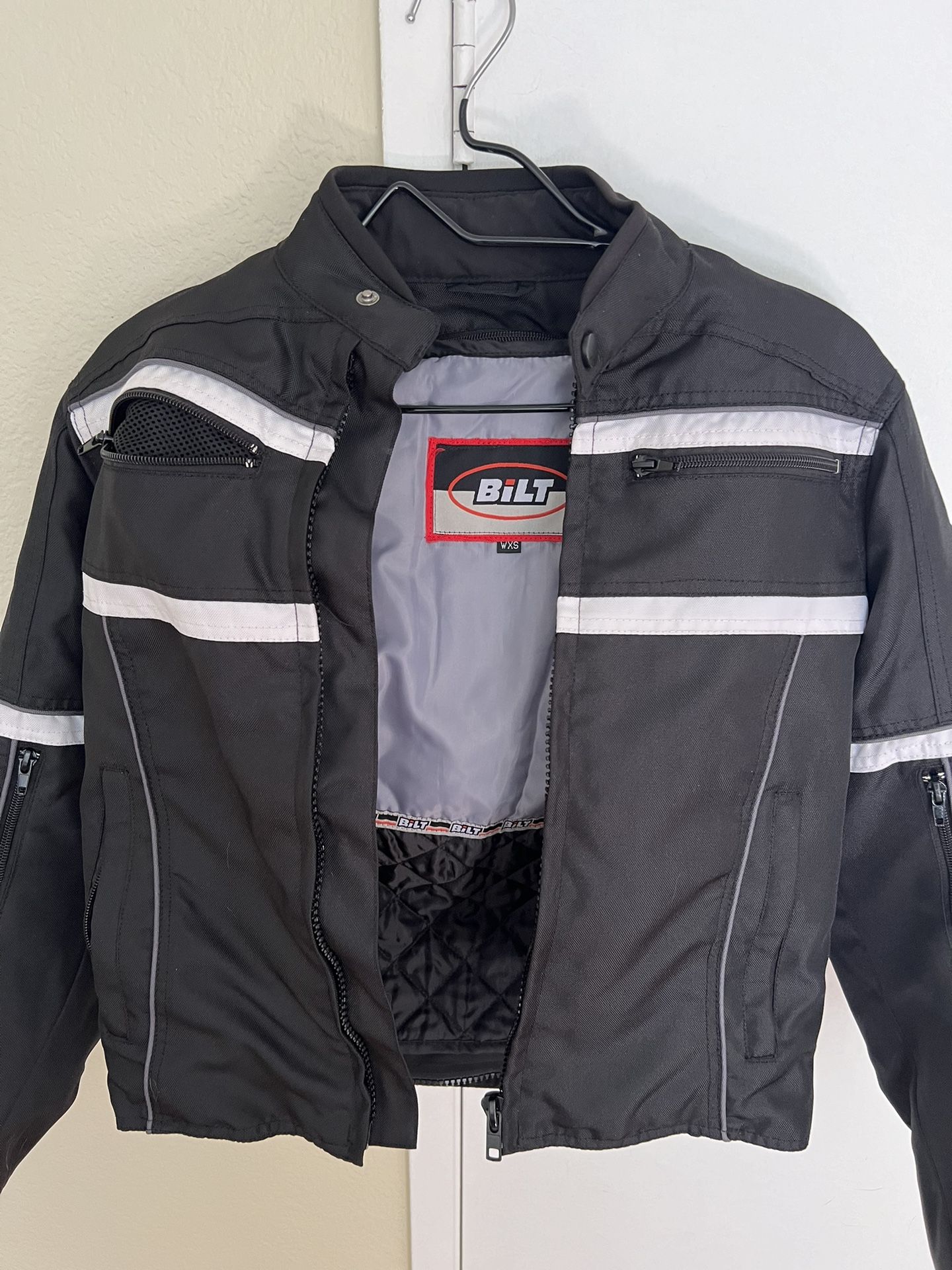Bilt Extra-Small Riding Zip Up Women’s Motorcycle Black Jacket Quilted Zipper Full Lining New