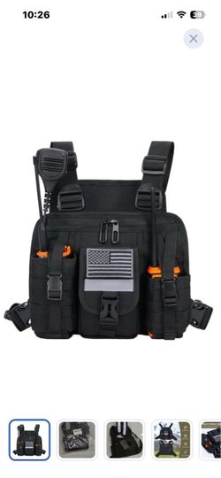 “New”Tactical Radio Chest Rig vest(w/American flag patch) Harness Bag