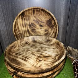 Acacia Round Wooden Plates 