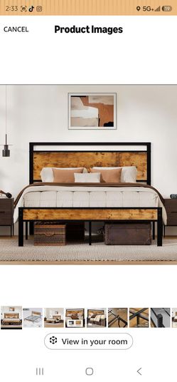 Z-hom Easy Assembly Sturdy Metal Platform Bed, Queen Size Bed Frame with Headboard & Footboard, Anti-Slip & Silent Support, No Box Spring Needed with 