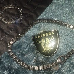 Silver Ankle Braclet Ring Raiders 