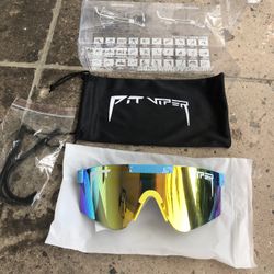 Pit Viper Sunglasses Blue With Rainbow Lens (Damaged Box)