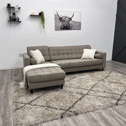 Tufted Gray Sectional Couch - Free Delivery 