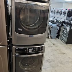 Maytag Front Loading Washer And Stackable Electric 220volt Dryer Set 