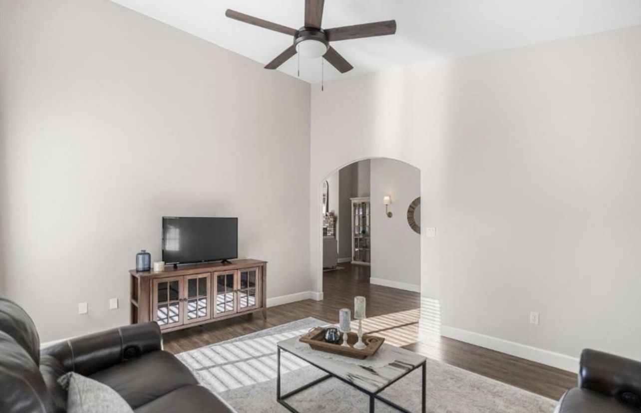 Solid Wood Entertainment Console w/Glass Doors and Storage