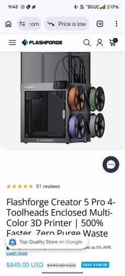 Flashforge Creator 5 Pro 4-Toolhead 3D Printer