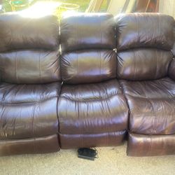 Leather Recliner Couch & Love Set 