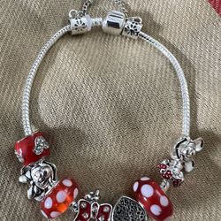 Mickey & Minnie Mouse Love Charm Bracelet with charm lock