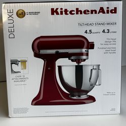 NEW YORK KitchenAid Deluxe Series 4.5 Quart Tilt-Head Stand Mixer with Stainless Bowl,Empire Red