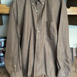 Men’s Brown Plaid Long Sleeve Shirt