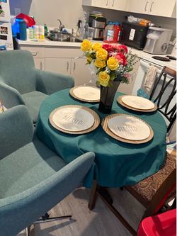 small round wooden table
