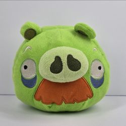 Rare Angry Birds Green Mustache Grandpa Pig 7" Plush Toy Commonwealth Brand 2010