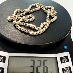 💎 14kt Solid Yellow Gold, 24.5 Inches & 32.6g Serpentine Necklace