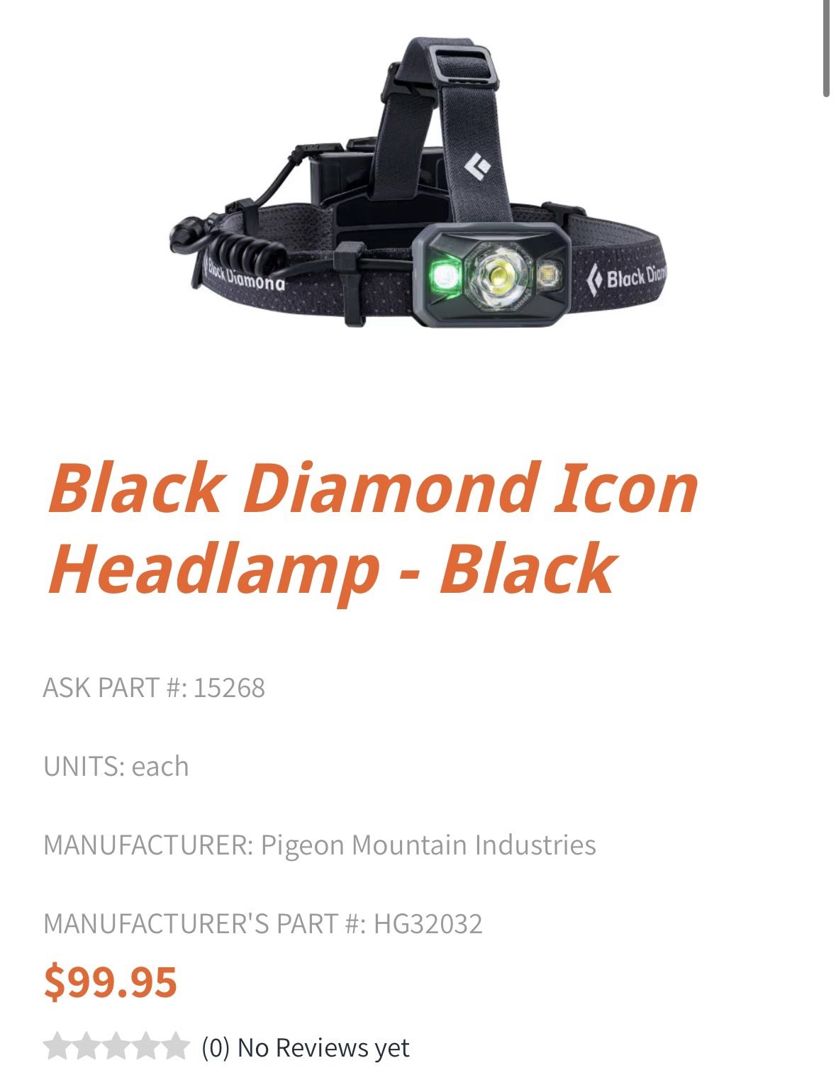 Black Diamond Icon 500 headlamp