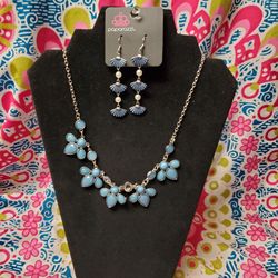 Paparazzi Blue Statement Necklace and Earring Set