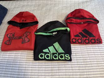 3 Boys Adidas And Under Armour Hoodies Size M 10/12