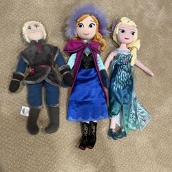 Authentic Disney Plush Anna, Elsa, and Kristoff