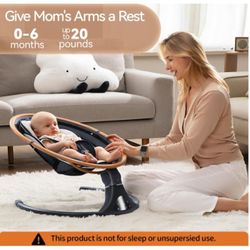 Electric Infant- Baby Rocker-Swing, Bluetooth, Remote- Gray w/ Wood trim