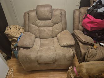 Brown Suede Electric Double Wide Recliner