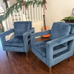 Blue microsuede accent chairs