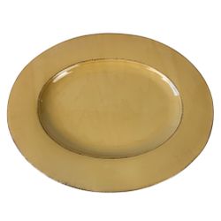 Pier 1 Toscana Gold Oval Serving Plate Platter Large 19"x15" Hand Painted Italy
