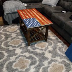 Wood Flag Table With Storage