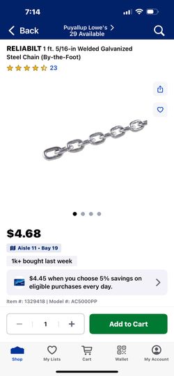 30ā 5/16ā Galv Chain New Condition