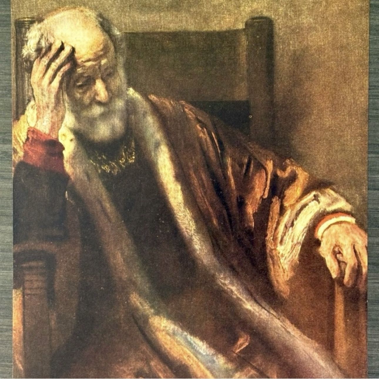 OLD MAN, 1652 REMBRANDT Original Vintage Fine Art 50’s Print USA Printed Antique Dutch Golden Age Painter Collectible Rare Ephemera