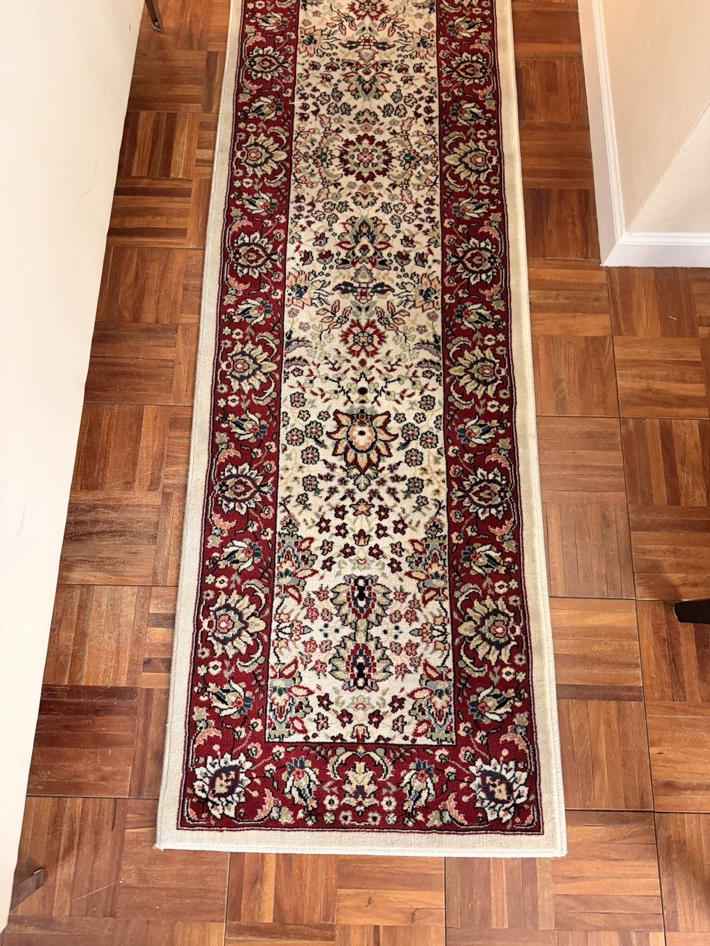 NEW Style Selections 1.10x 7.6 Ivory Indoor Floral/Botanical Oriental Runner Rug