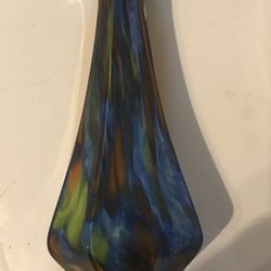 Lavorazione Arte Murano 10" Octagon Multicolor Art Glass Vase made in Italy