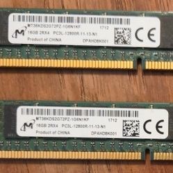 2 X 16GB DDR3L Ecc Registered Server Ram