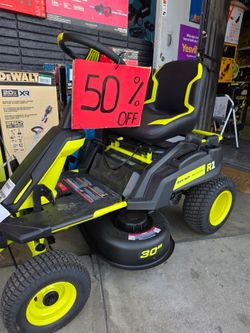 RYOBI R1 80V HP Brushless Lithium Battery Cordless Electric 30 in. Riding Lawn Mower with 10 Ah Battery and Charger