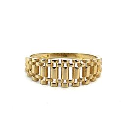 Woman’s Ladies 14k Yellow Gold Rolex Style Band Ring Size 8 GP3118329