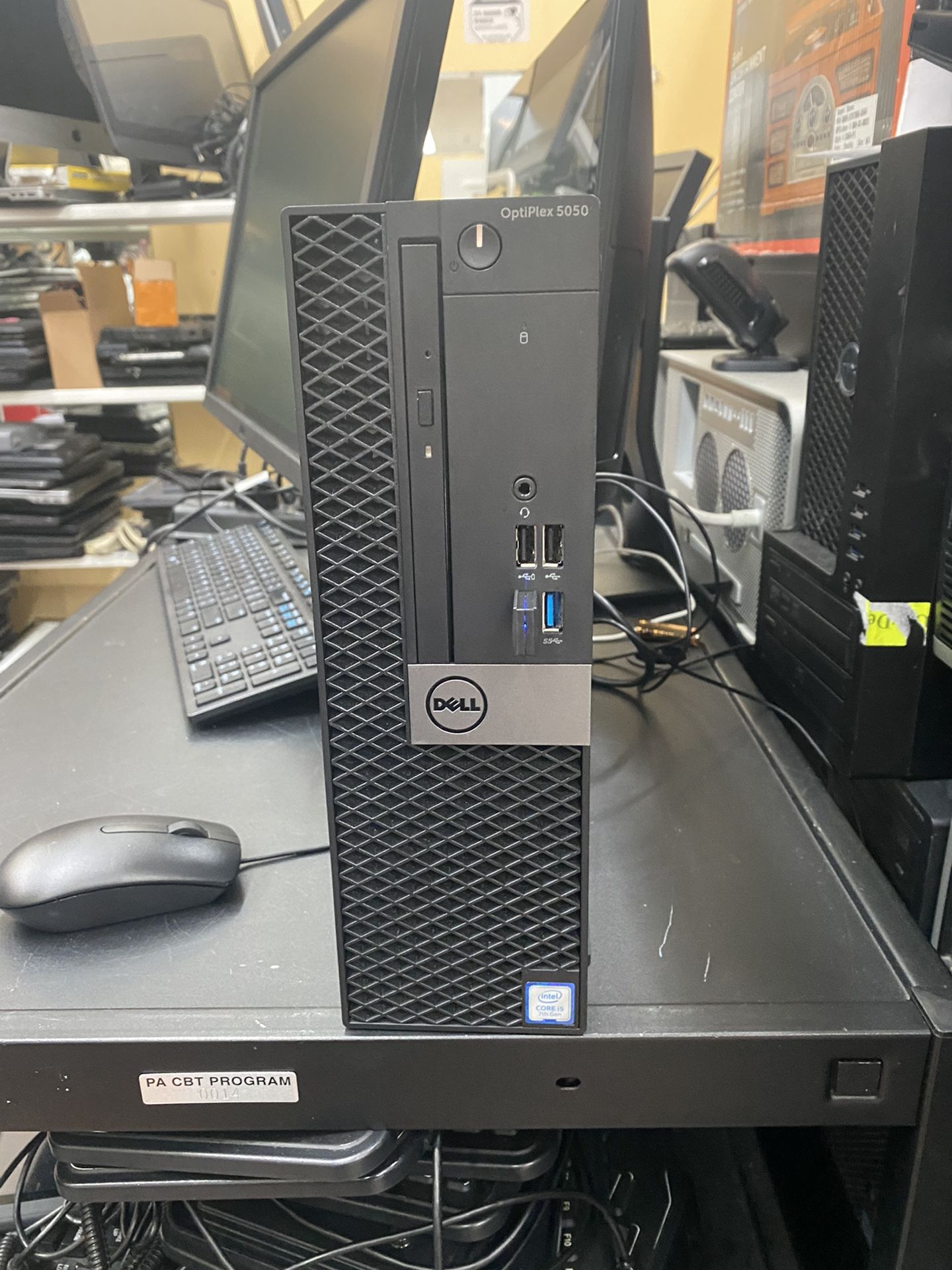 Dell Optiplex PC, Intel Core i5, 7th Gen, 500gb HDD,8gb ram, windows 10 Pro, USB wifi adapter and a power cable.  Note: No any other Accessories are i