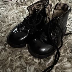Black Cheetah Leopard Print  Boots 5C