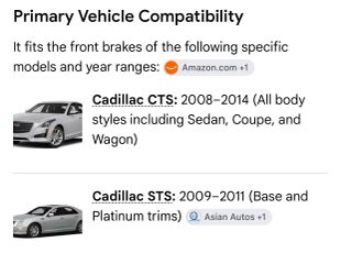 Cadillac CTS/STS Front brakes New