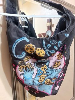 black Fabric sesame street Cookies Monster Bag