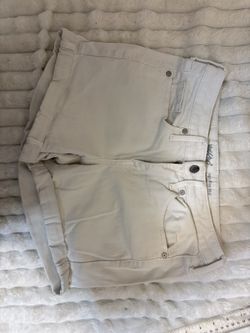 Denim High Rise Midi White Shorts