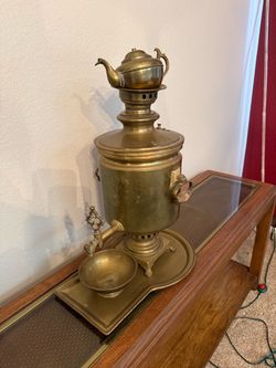 antique Russian brass samovar set