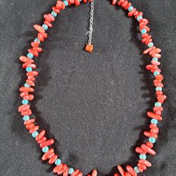 ***Coral And Turquoise Necklace***