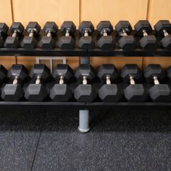 Hampton Dumbbells  Chrome Knurled Handles/ Includes Hampton Rack