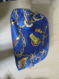 ESTEE LAUDER Chain  Printed  Cosmetic Makeup Bag ~ blue