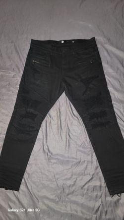 JORDAN CRAIG BLACK DISTRESSED DENIM JEANS(NOT FADED)